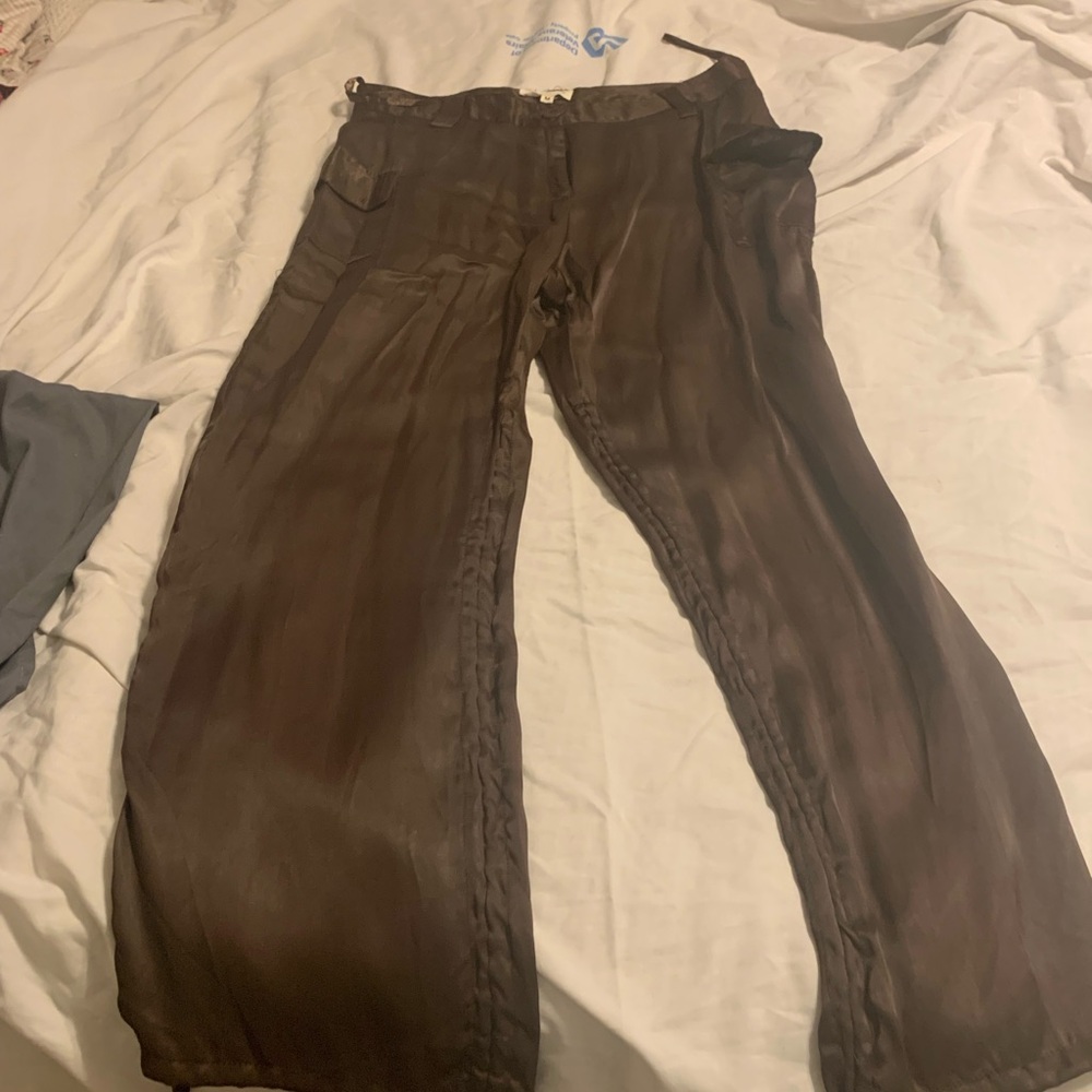 Brown satin pants